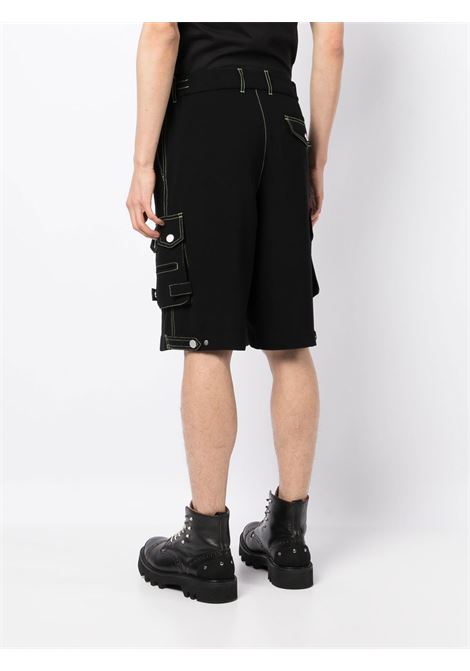 Black contrast-stitch cargo shorts - men FENG CHEN WANG | FMS15ST08BLK